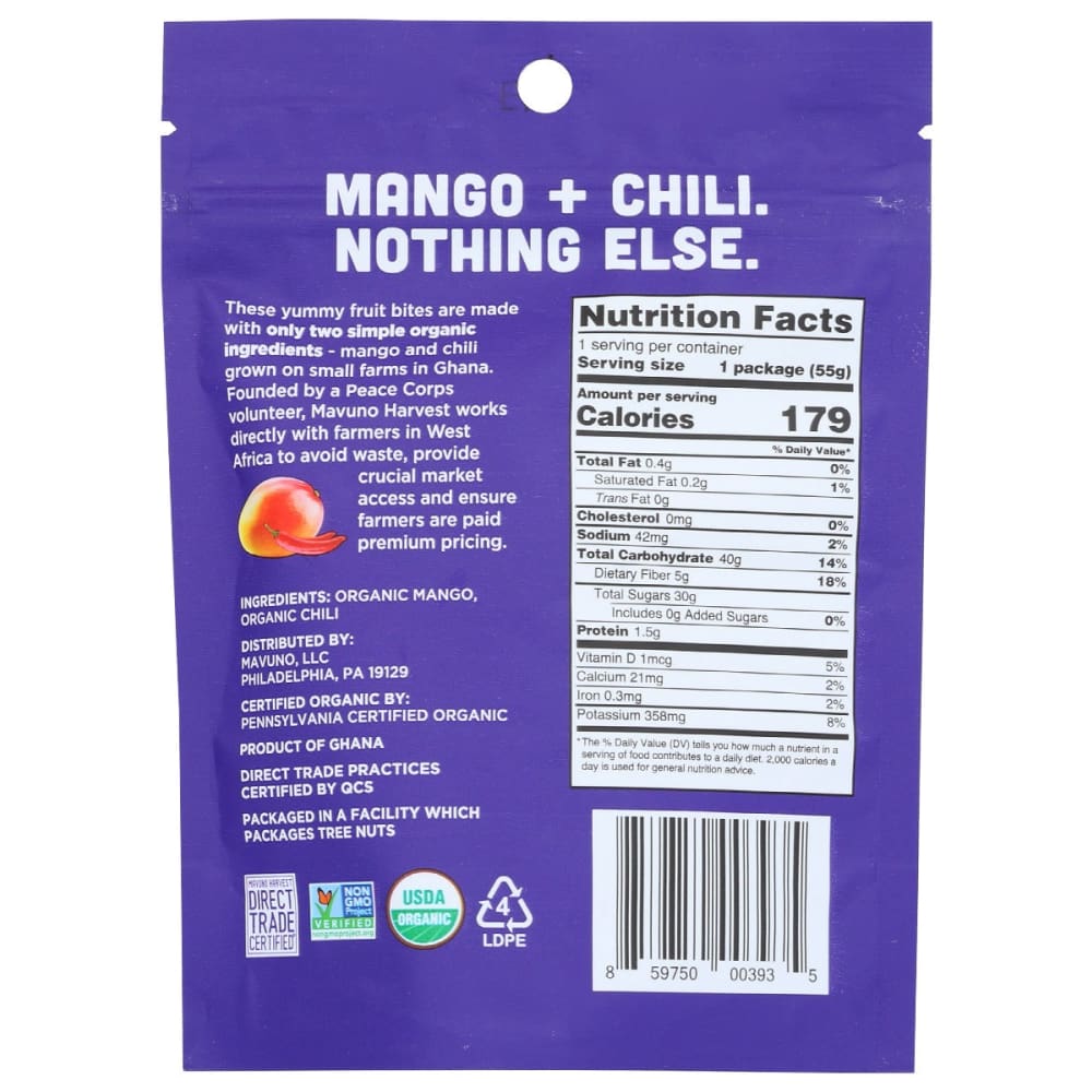 MAVUNO HARVEST: Fruit Bites Mango Chili 1.94 oz - Grocery > Snacks > Fruit Snacks - MAVUNO HARVEST