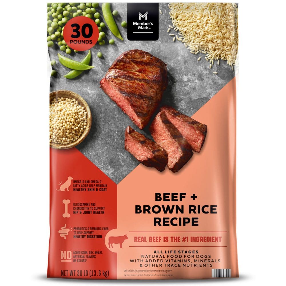 Member’s Mark Beef + Brown Rice Recipe Dry Dog Food (30 lbs.) (Pack of 5) - New Grocery & Household - Member’s