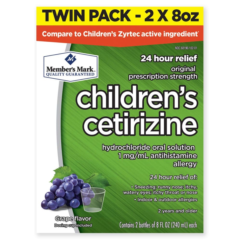 Member’s Mark Children’s Cetirizine Allergy Relief Oral Solution Sugar-Free Grape Flavor (8 oz. 2 pk.) - Children’s Products - Member’s Mark