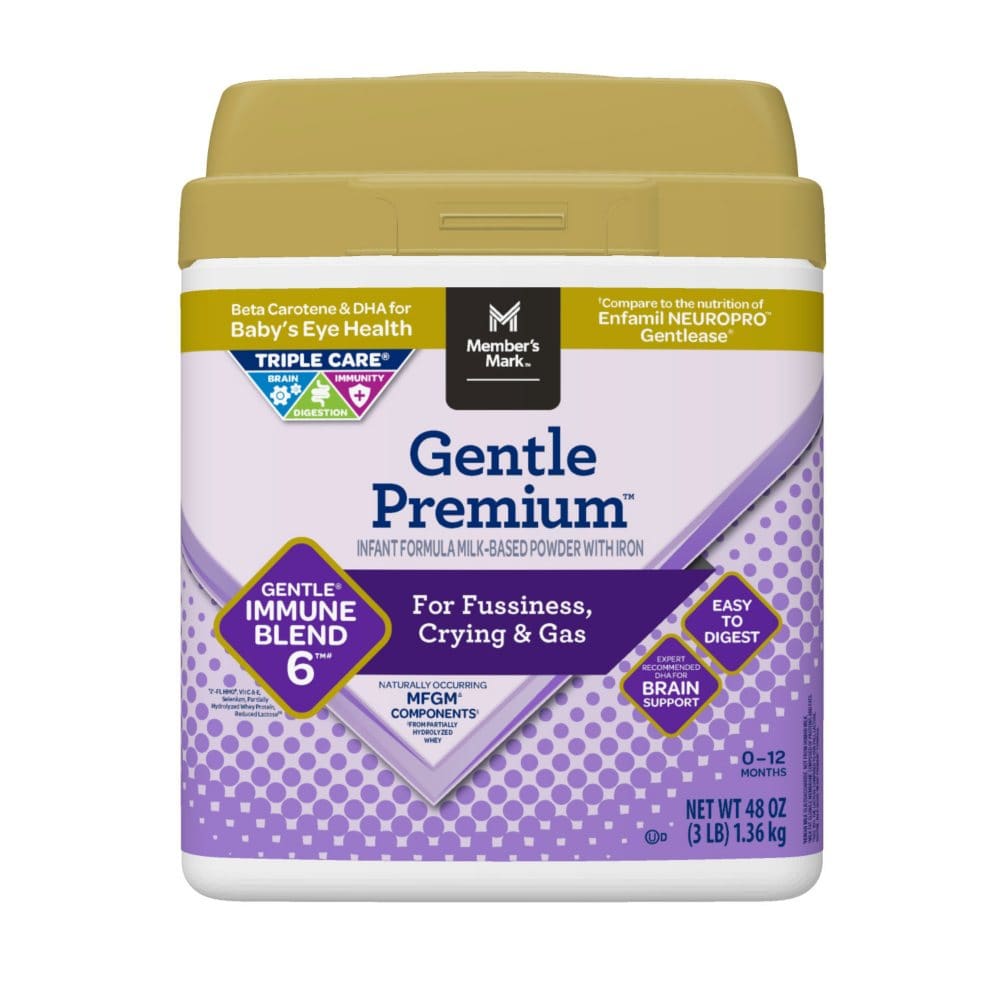 Member’s Mark Gentle Premium Baby Milk-Based Formula with Iron Gentle Immune Blend (48 oz.) - Baby Formula - ShelHealth