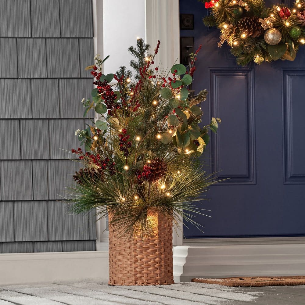 Member's Mark Pre-Lit 3.5' Holiday Porch Topiary - Red | ShelHealth