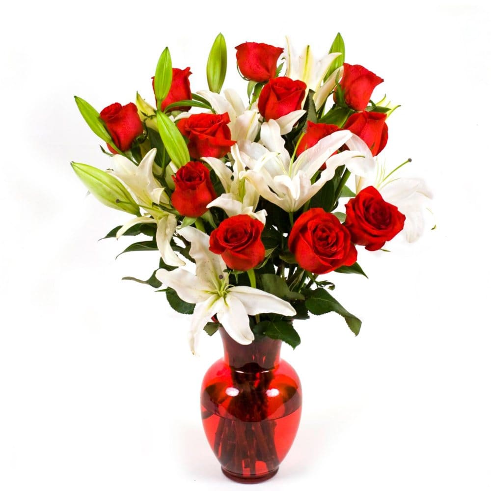 Member’s Mark Red Roses and Lilies Bouquet and Vase - Floral Arrangements - Member’s