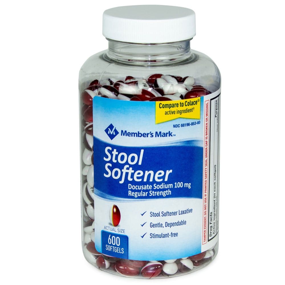 Member’s Mark Stool Softener Softgels Docusate Sodium (100 mg. 600 ct.) - Digestion & Nausea - Member’s