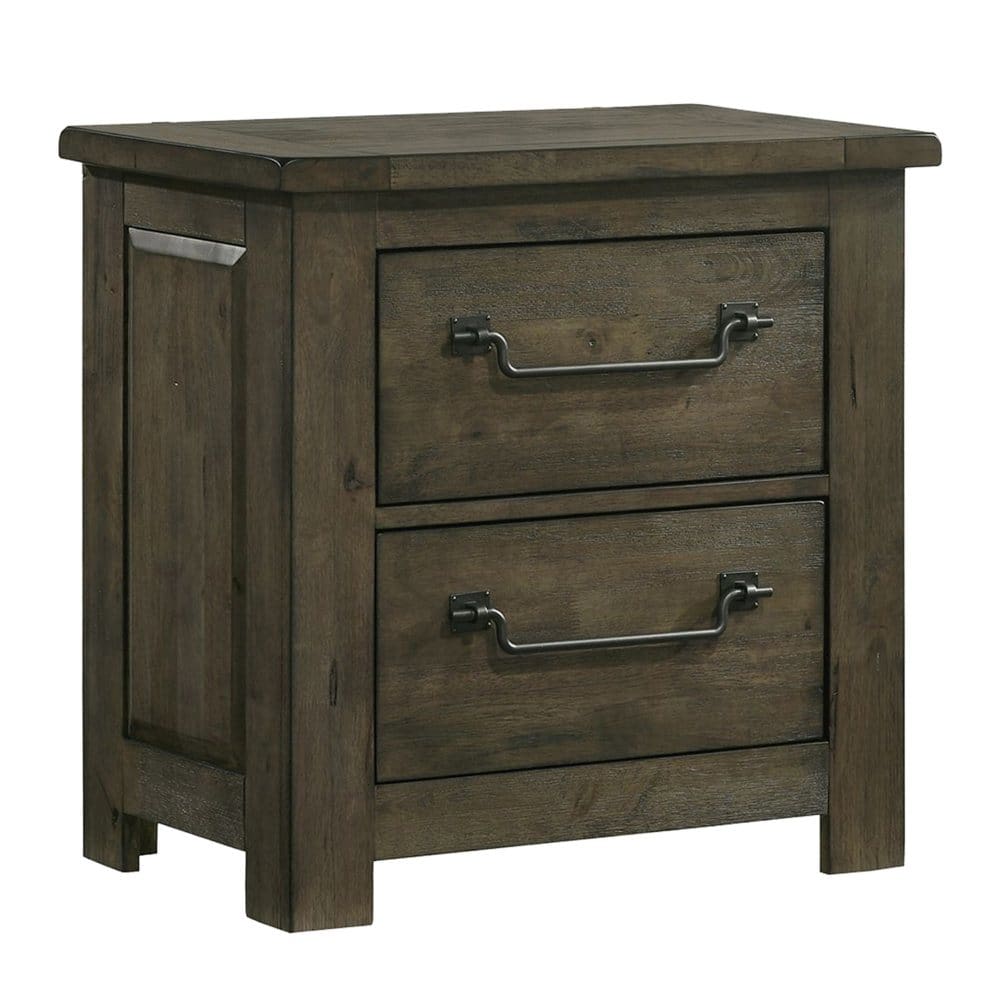 Memphis 2-Drawer Rubberwood Nightstand with USB Antique Grey - Modern Farmhouse - Memphis