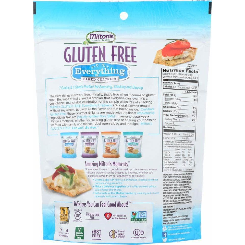 Miltons Craft Bakers Milton's Gluten Free Baked Crackers Everything, 4.5 oz