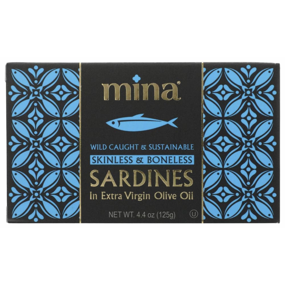 MINA Grocery > Meal Ingredients > Fish Food MINA: Sardines In Extra Virgin Olive Oil Skinless and Boneless, 4.4 oz