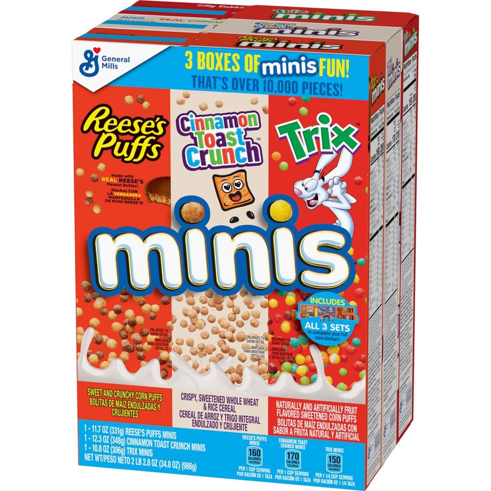 Mini Cereals Variety Pack Cinnamon Toast Crunch Trix Reese’s (3 pk.) - Cereal & Breakfast Foods - Mini