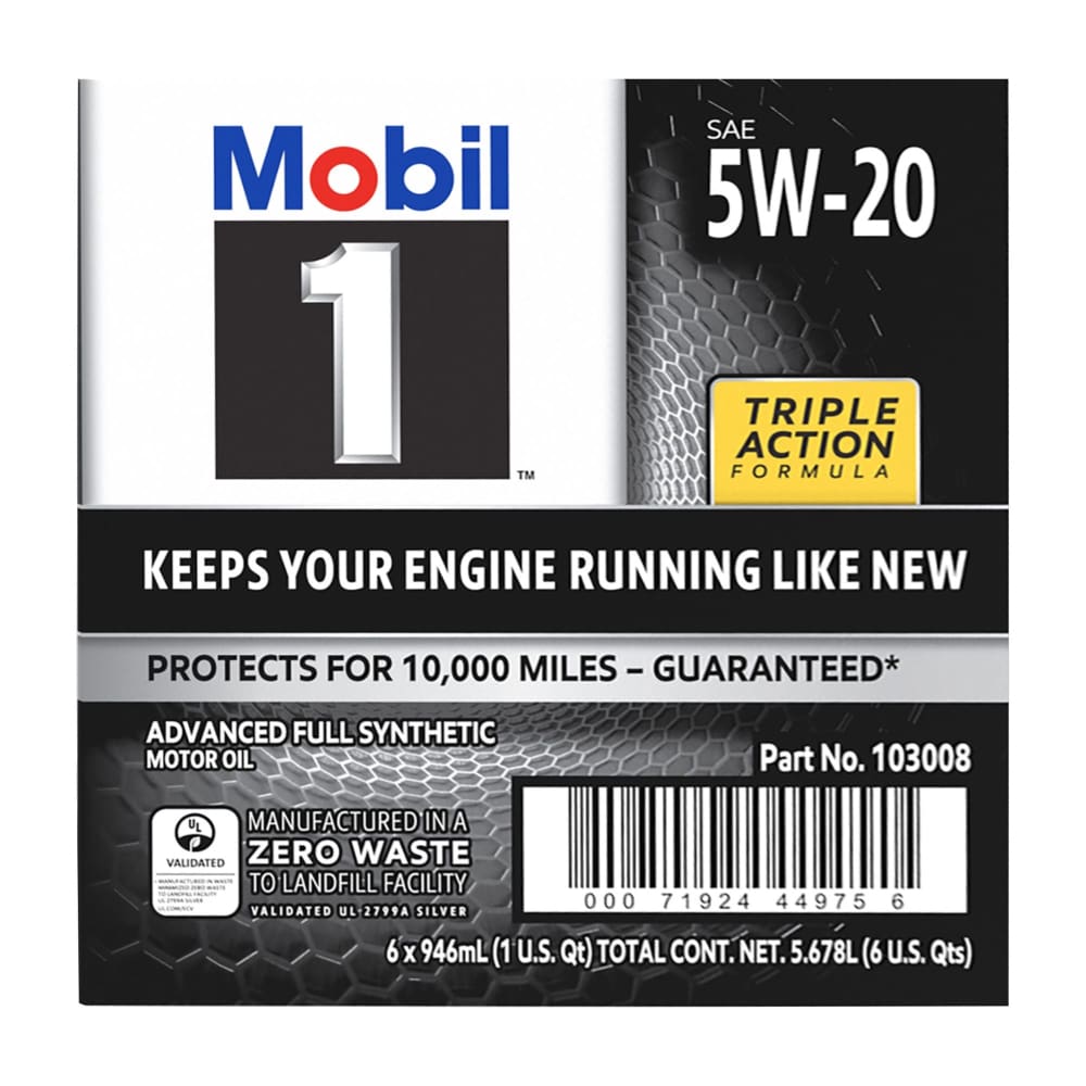 Mobil 1 Advanced Full Synthetic Motor Oil 5W-20 6 pk./1 qt. - Mobil