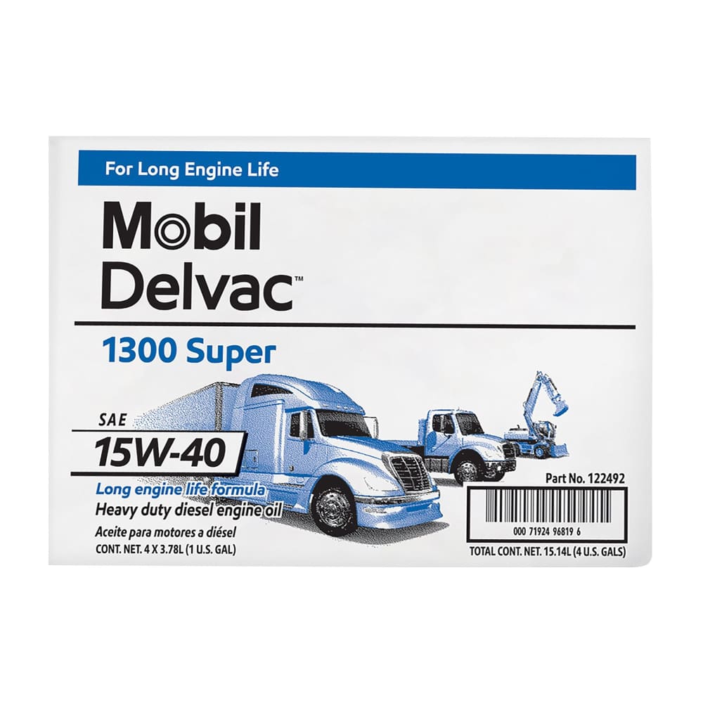 Mobil Delvac 1300 Super Heavy Duty Synthetic Blend Diesel Engine Oil 15W-40 4 pk./1 gal. - Mobil