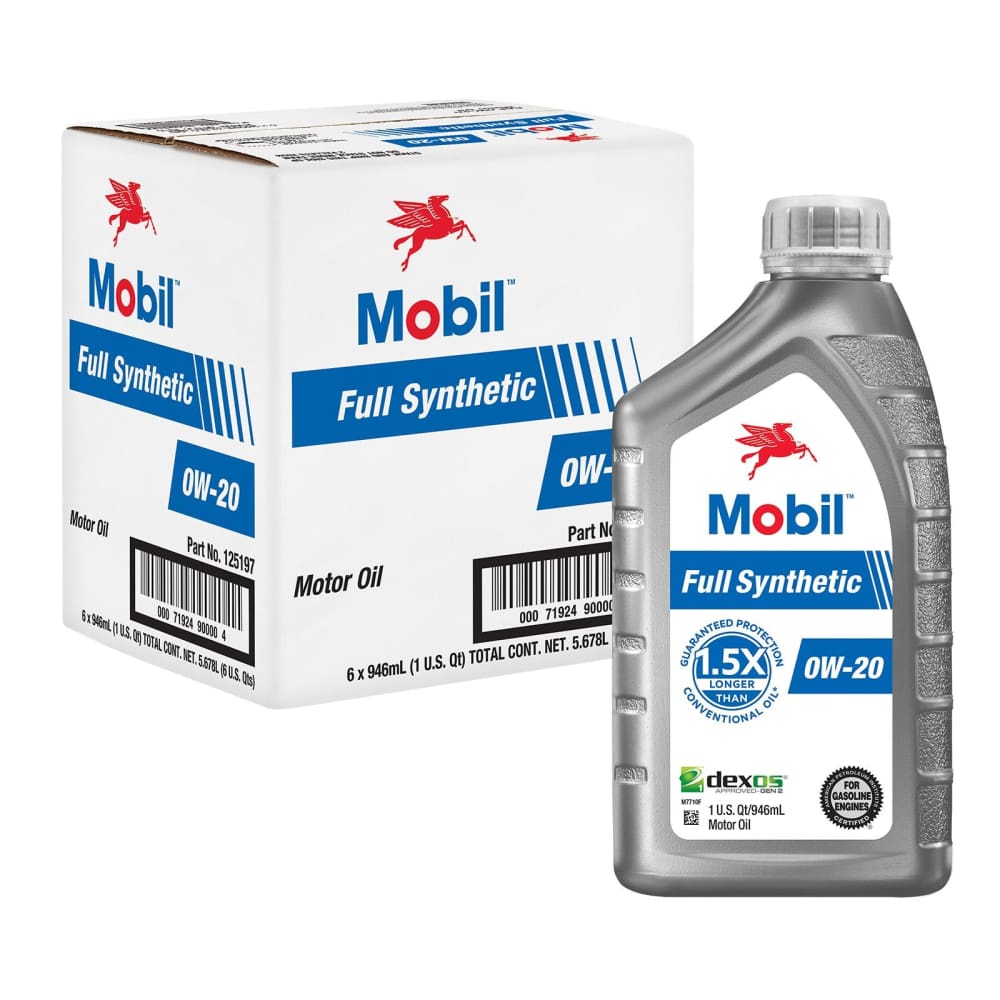 Mobil Full Synthetic Motor Oil 0W-20 6 pk./1 qt. - Mobil