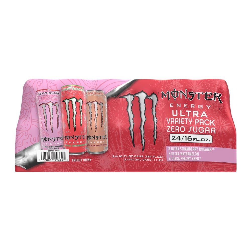 Monster Ultra Strawberry Peach Watermelon Variety Pack 24 pk./16 oz. - Home/Grocery Household & Pet/Beverages/Sports & Nutritional Drinks/ -