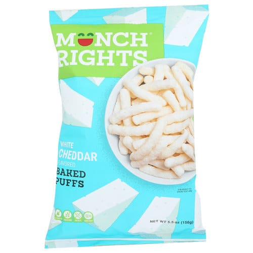 MUNCH RIGHTS: White Cheddar Baked Puffs 5.5 oz (Pack of 5) - Puffed Snacks - MUNCH RIGHTS