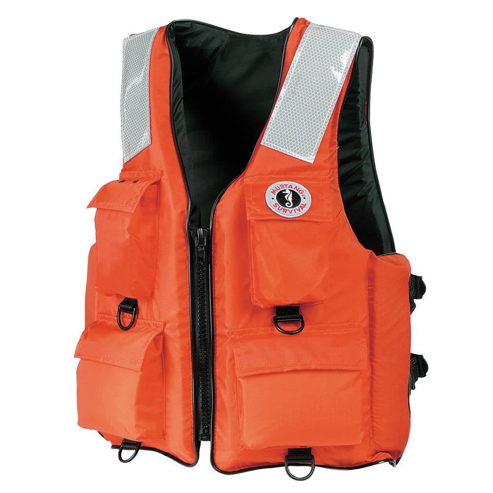 Mustang 4-Pocket Flotation Vest - Orange - Medium - Marine Safety | Personal Flotation Devices - Mustang Survival