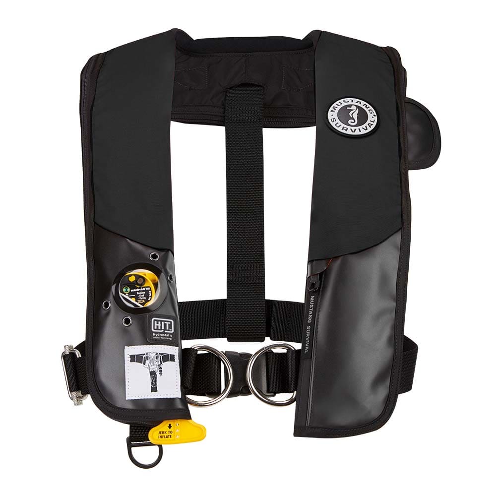 Mustang HIT Hydrostatic Inflatable PFD w/ Sailing Harness - Black - Automatic/ Manual - Marine Safety | Personal Flotation Devices - Mustang