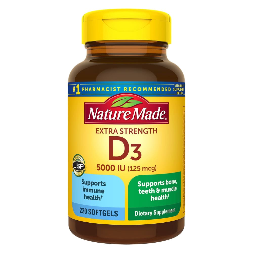 Nature Made Extra Strength Vitamin D3 5000 Iu 125 Mcg Softgels 220