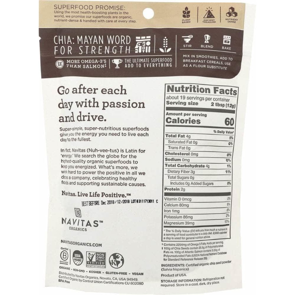 Navitas Navitas Organic Chia Seed Powder, 8 oz