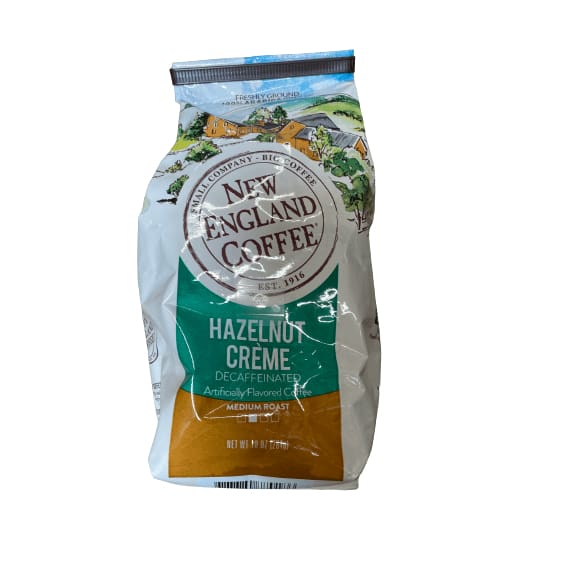 New England New England Coffee Decaf Hazelnut CremeMedium Roast Ground Coffee, 10 Oz, Bag