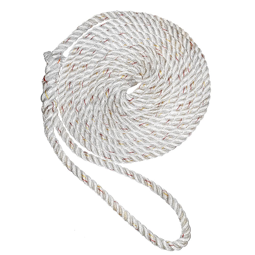 New England Ropes 3/ 4 Premium 3-Strand Dock Line - White w/ Tracer - 35’ - Anchoring & Docking | Dock Line - New England Ropes