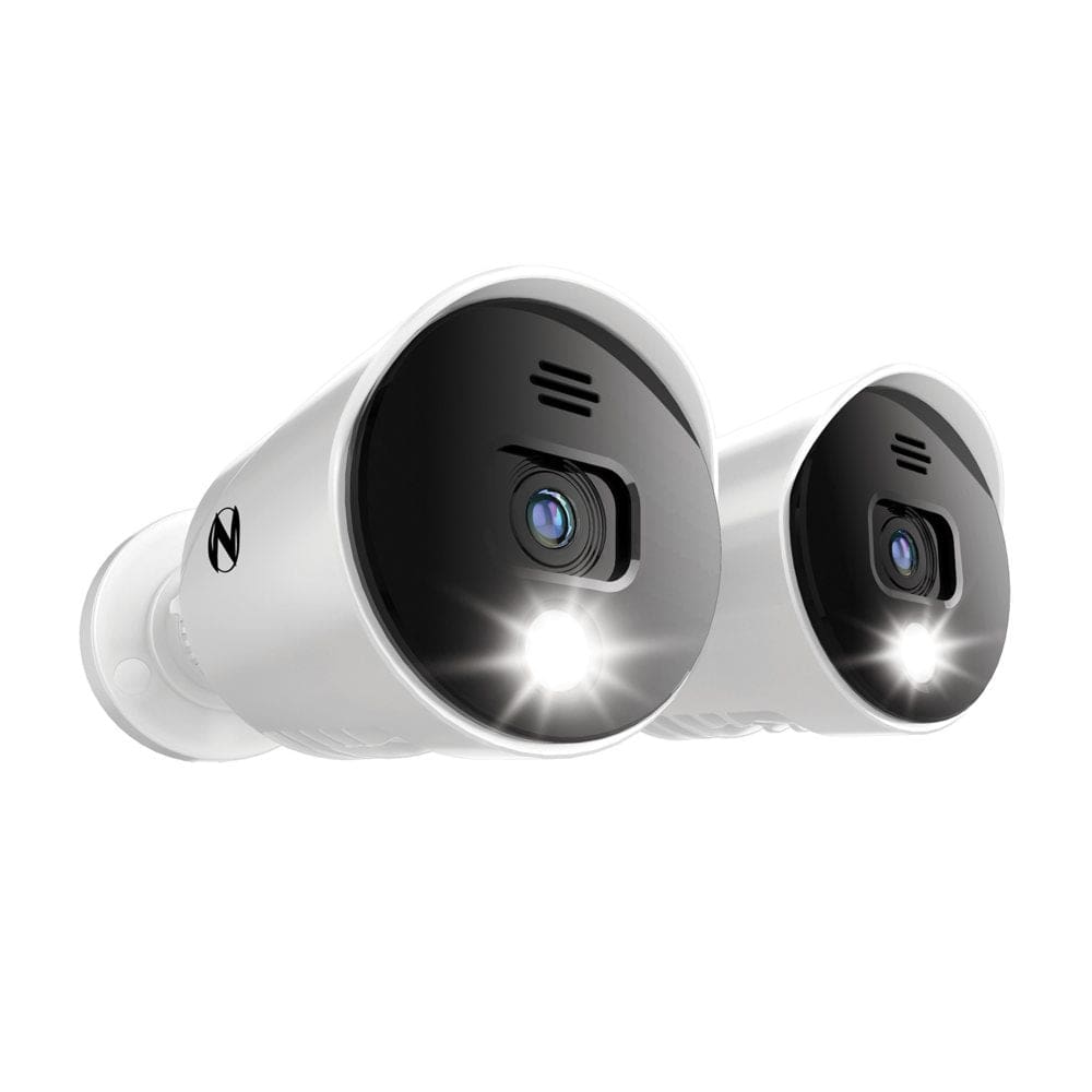 Night Owl Wired Add On 4K UHD Spotlight Cameras with Preset Voice Alerts and Built-In Camera Siren (2-Pack) - Home Security Kits & Systems -