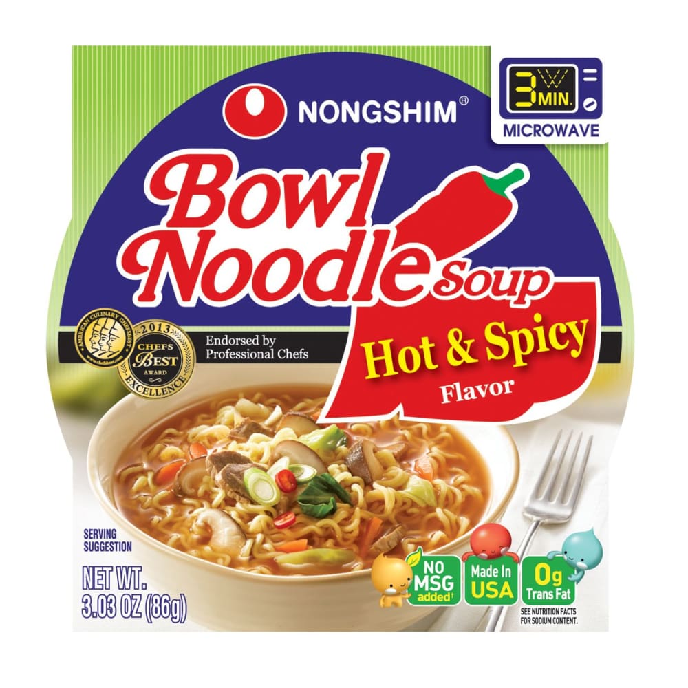 Nong Shim Hot & Spicy Bowl Noodle Soup 12 pk./3.03 oz. - Nong Shim