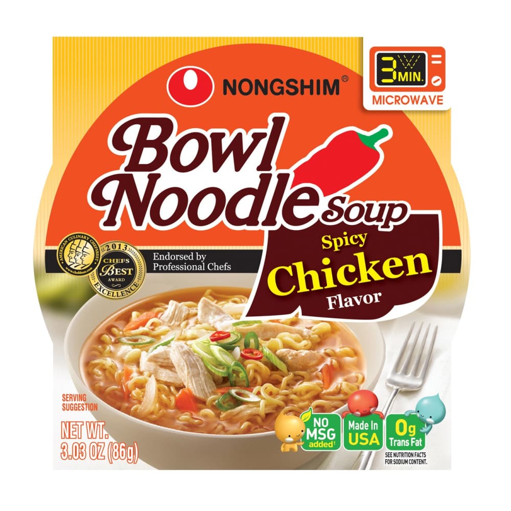 Nong Shim Spicy Chicken Bowl Noodle Soup 12 pk./3.03 oz. - Nong Shim