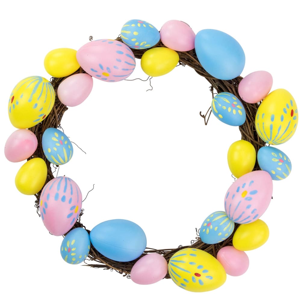 Northlight 10 Pastel Pink Yellow and Blue Easter Egg Spring Grapevine Wreath - Home/Seasonal/Easter/Easter Decor/ - Northlight