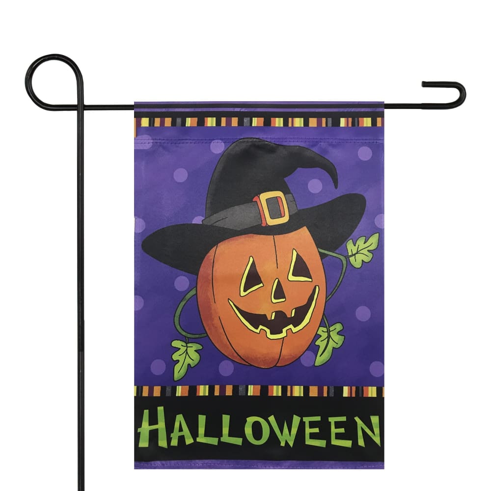 Northlight 12.5 x 18 Pumpkin in a Witch Hat Outdoor Garden Flag - Home/Seasonal/Halloween & Harvest/Halloween Decor/ - Northlight