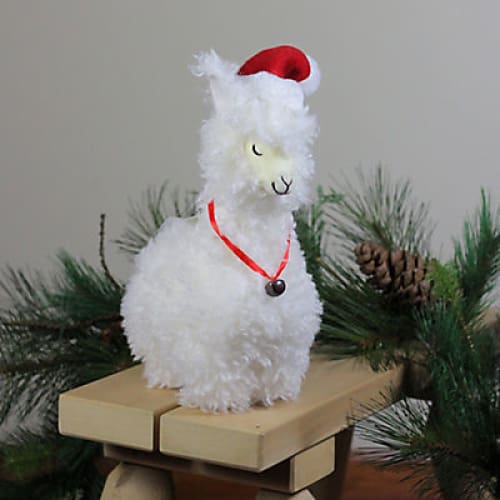 Northlight 13 Plush Standing Llama with Jingle Bell Necklace Christmas Tabletop Figure - Home/Seasonal/Holiday/Holiday Decor/Christmas