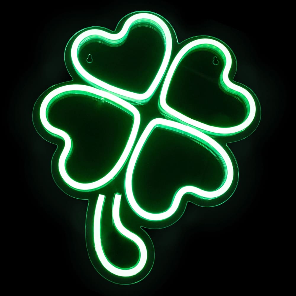 Northlight 15 LED Lighted Neon Style Green Shamrock St. Patrick’s Day Window Silhouette - Home/Seasonal/St. Patrick’s Day/ - Unbranded