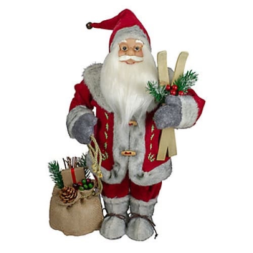 Northlight 18 Standing Santa Christmas Figure with Skis and Fur Boots - Home/Seasonal/Holiday/Holiday Decor/Christmas Decor/ - Northlight