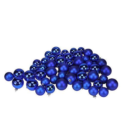 Northlight 2-Finish 2 Christmas Ball Ornaments 50 ct. - Blue Shatterproof - Home/Seasonal/Holiday/Holiday Decor/Christmas Tree Decor/ -