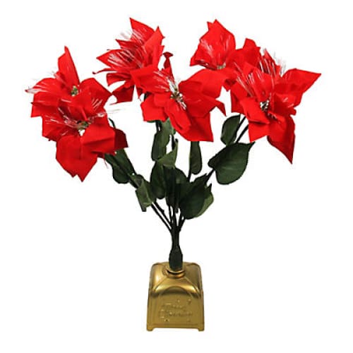 Northlight 20 Pre-Lit Fiber Optic Poinsettia Artificial Christmas Plant - Red and Green - Home/Seasonal/Holiday/Holiday Decor/Christmas