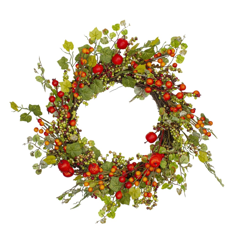 Northlight 22 Apples and Berries Artificial Fall Harvest Wreath - Home/Seasonal/Holiday Home/Holiday Home Decor/Wreaths & Garland/ -