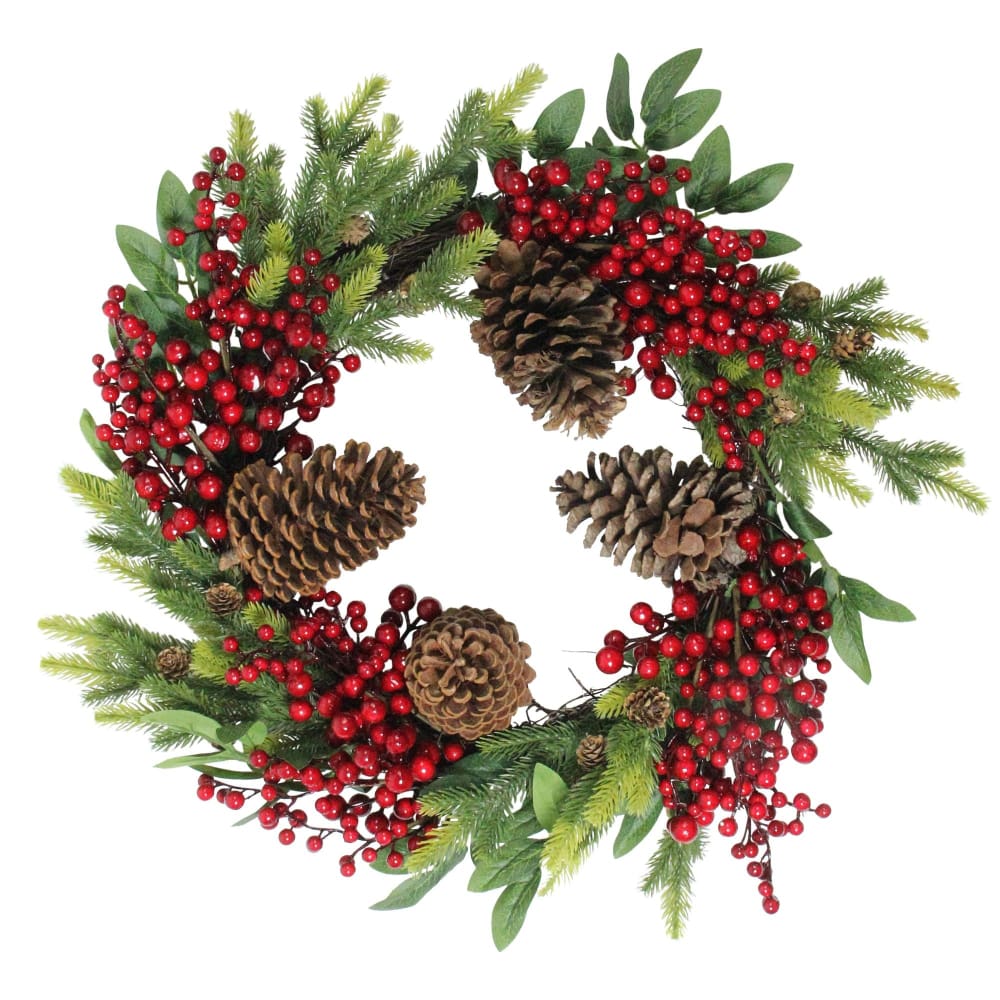 Northlight 22 Pine Cone and Berry Artificial Christmas Wreath - Unlit - Home/Seasonal/Holiday Home/Holiday Home Decor/Wreaths & Garland/ -