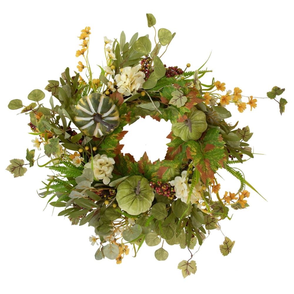 Northlight 24 Pumpkins and Berries Artificial Fall Harvest Twig Wreath - Home/Seasonal/Holiday Home/Holiday Home Decor/Wreaths & Garland/ -