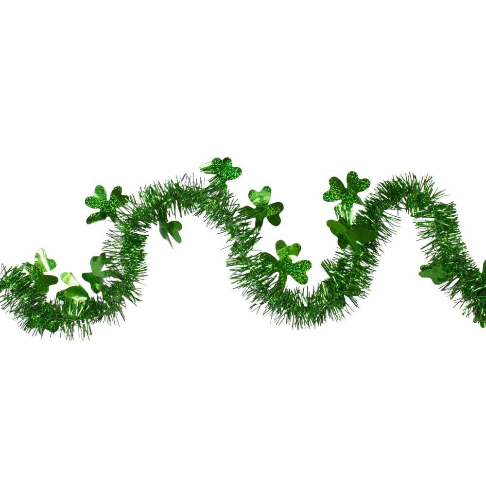 Northlight 25’ x 2 Green Tinsel Irish Shamrock Artificial St. Patrick’s Day Garland - Home/Seasonal/St. Patrick’s Day/ - Unbranded