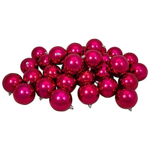 Northlight 3.25 Shatterproof Shiny Christmas Ball Ornaments 32 ct. - Magenta Pink - Home/Seasonal/Holiday/Holiday Decor/Christmas Tree