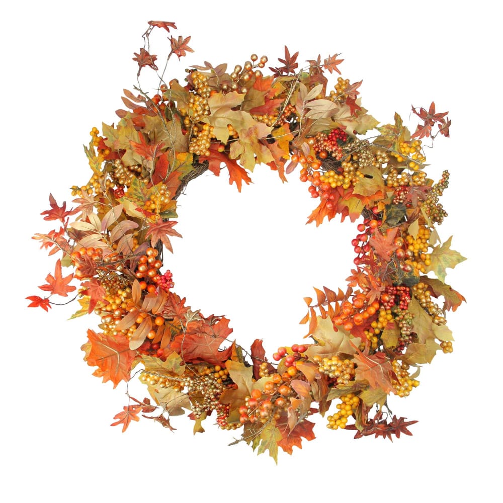 Northlight 32 Fall Foliage with Gold Berries Artificial Autumn Twig Wreath - Home/Seasonal/Holiday Home/Holiday Home Decor/Wreaths &