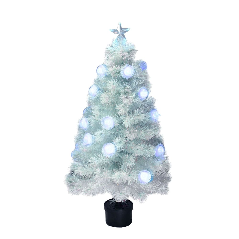 Northlight 4’ Pre-Lit Medium White Iridescent Fiber Optic Artificial Christmas Tree - Blue LED Lights - Home/Seasonal/Holiday Home/Holiday