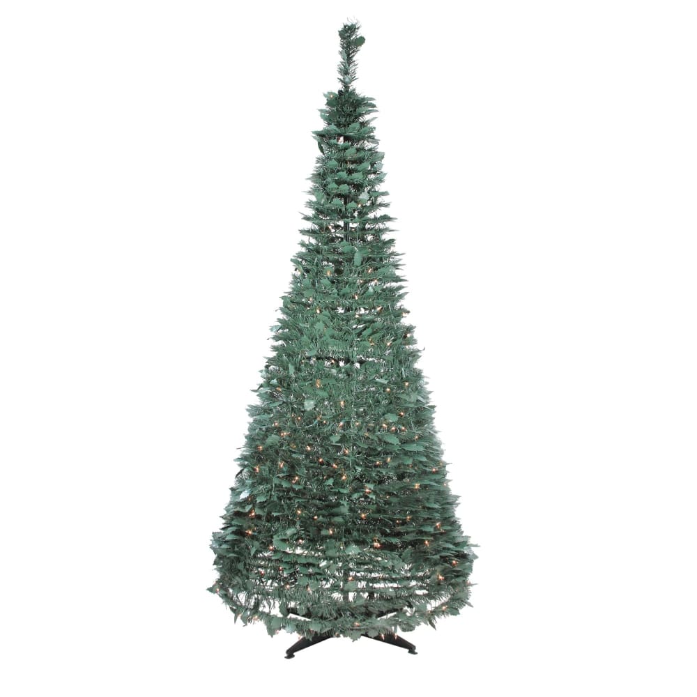 Northlight 6’ Pre-Lit Green Holly Leaf Pop-Up Artificial Christmas Tree - Clear Lights - Home/Seasonal/Holiday Home/Holiday Home