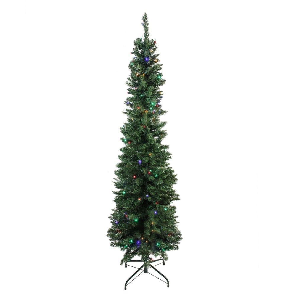 Northlight 6’ Pre-Lit LED Pencil Northern Balsam Fir Artificial Christmas Tree - Multi Lights - Home/Seasonal/Holiday Home/Holiday Home