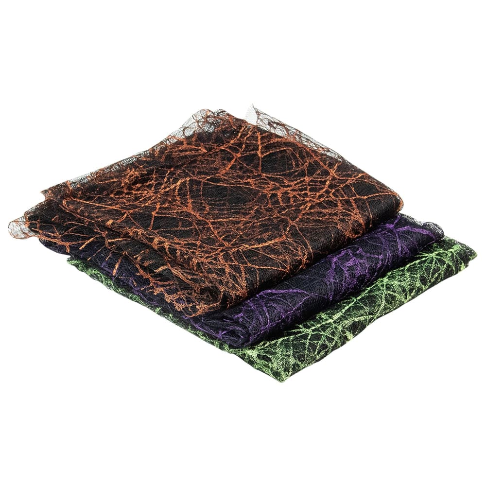 Northlight 6’ Purple Orange and Green Spiderweb Halloween Decorations 3 ct. - Home/Seasonal/Halloween & Harvest/Halloween Decor/ -