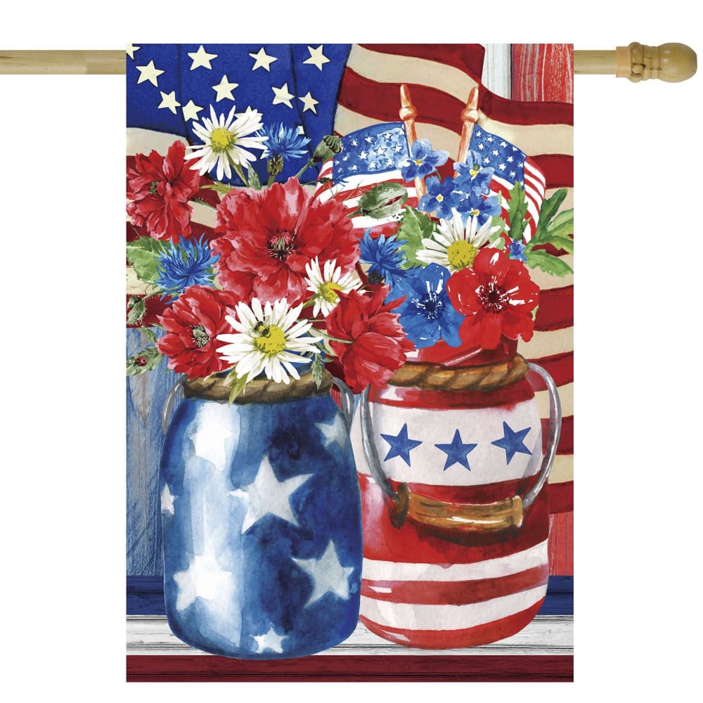 Northlight Americana 28 x 40 Floral Bouquet Outdoor House Flag - Home/Seasonal/Summer Seasonal/Summer Decor/ - Northlight