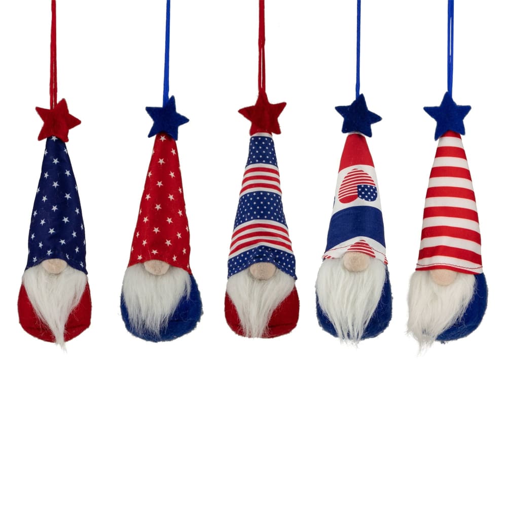 Northlight Americana 6.5 July 4th Gnome Ornament 5 ct. - Home/Seasonal/Summer Seasonal/Summer Decor/ - Northlight