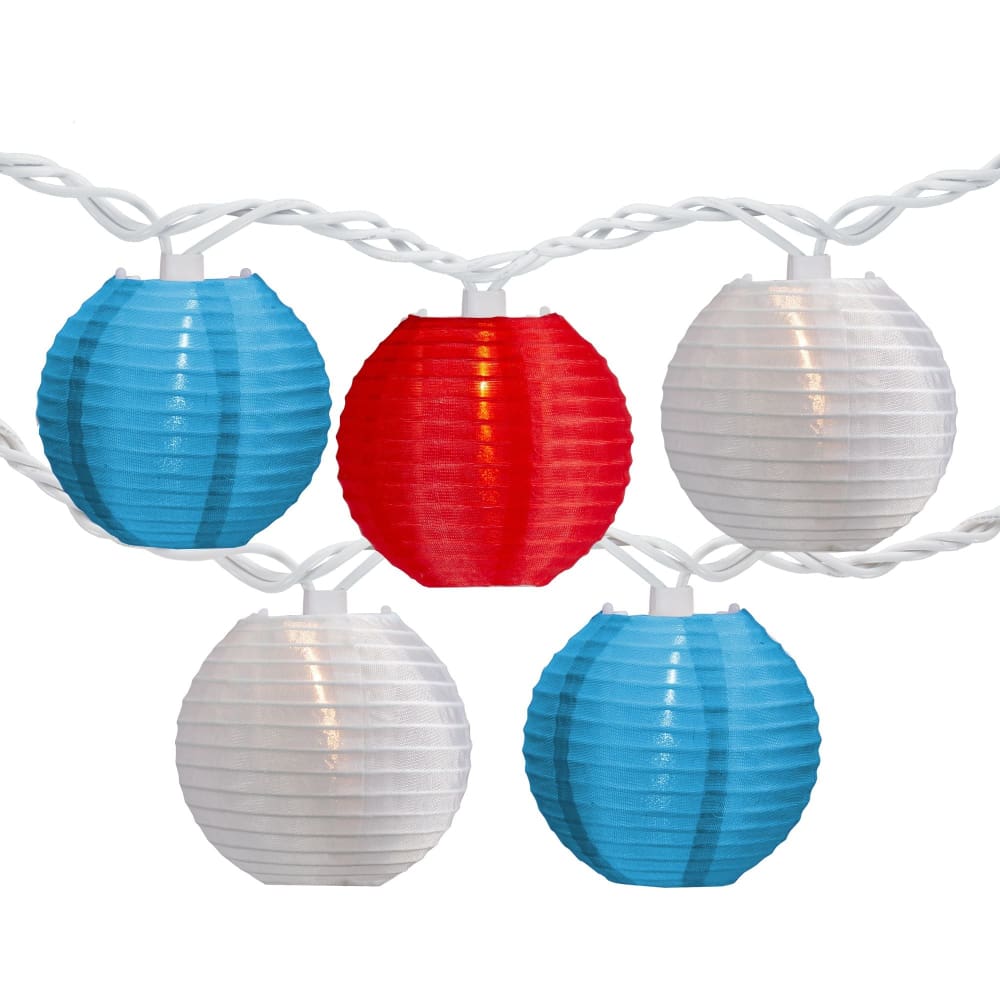 Northlight Americana 8.5’ July 4th Paper Lantern String Lights - Red White and Blue - Home/Seasonal/Summer Seasonal/Summer Decor/ -