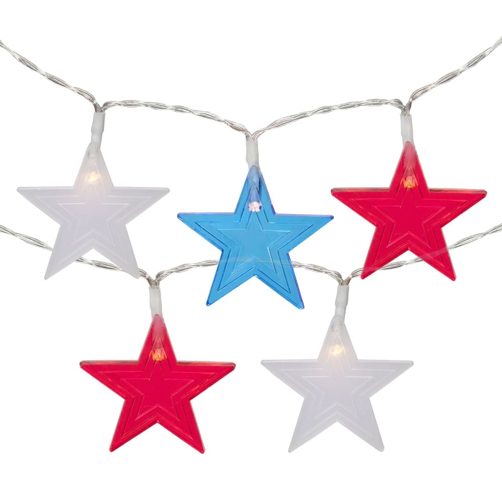 Northlight Americana 9.5’ Patriotic Star String Lights - Home/Seasonal/Summer Seasonal/Summer Decor/ - Northlight