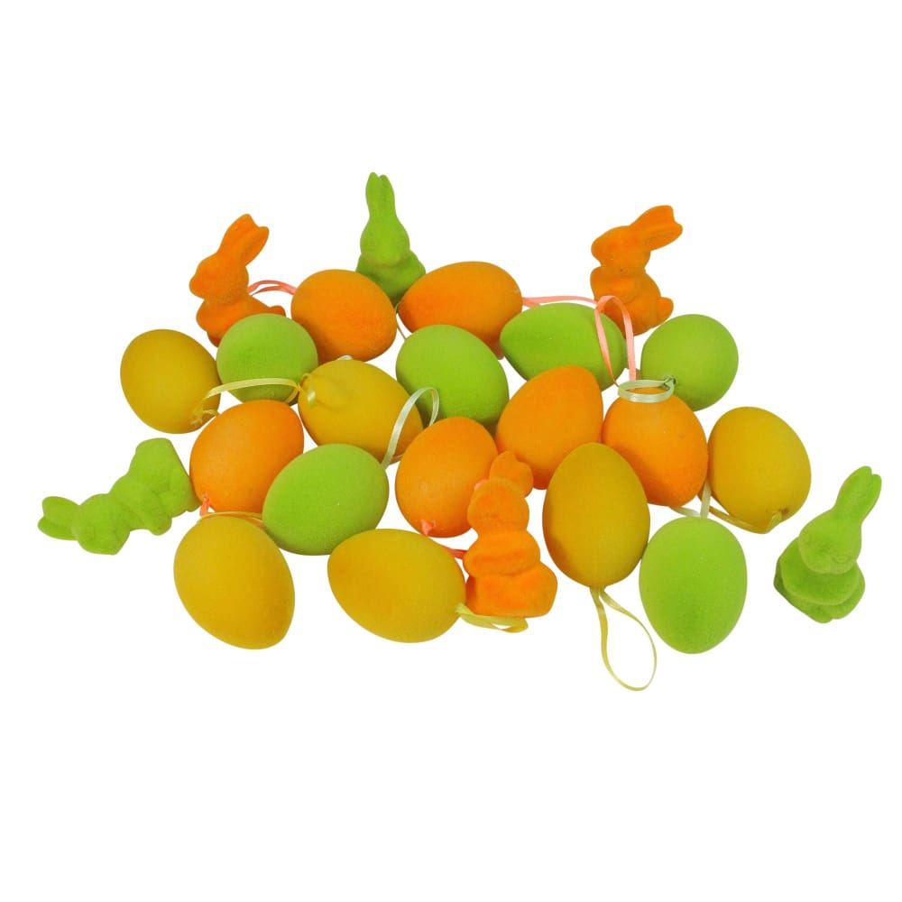 Northlight Club Pack of 24 Orange and Green 2.75 Spring Easter Egg Ornaments - Home/Seasonal/Easter/Easter Decor/ - Northlight