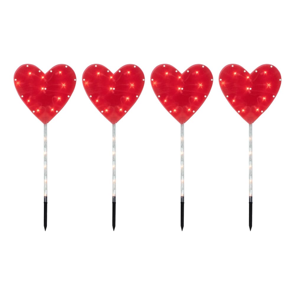 Northlight Red Heart Valentine’s Day Pathway Marker Lawn Stake Lights 4 ct. - Northlight