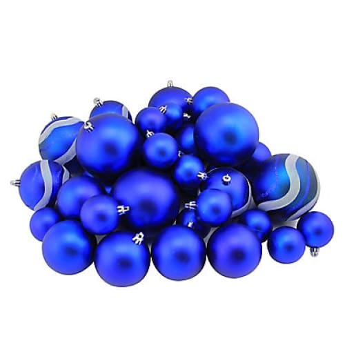 Northlight Shatterproof 2-Finish 4 Christmas Ball Ornaments 39 ct. - Royal Blue - Home/Seasonal/Holiday/Holiday Decor/Christmas Tree Decor/