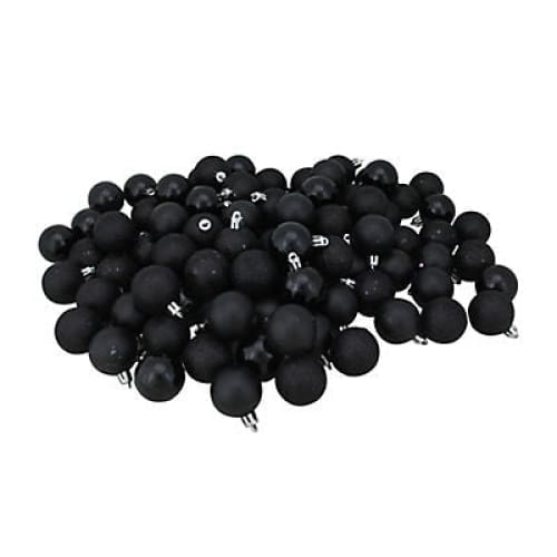 Northlight Shatterproof 4-Finish 1.5 Christmas Ball Ornaments 96-ct. - Jet Black - Home/Seasonal/Holiday/Holiday Decor/Christmas Tree Decor/